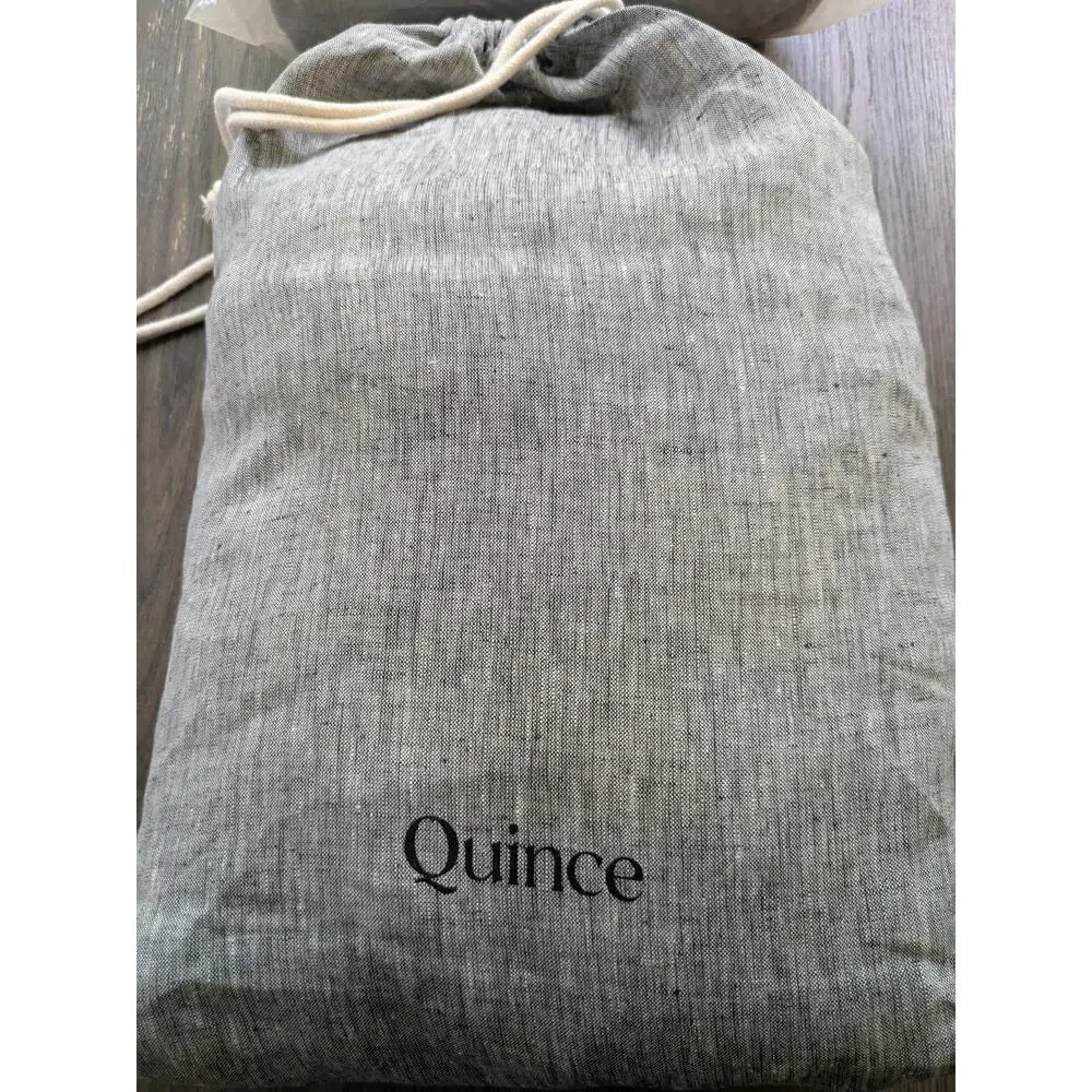 Quince Queen Linen Duvet Cover + Shams Charcoal Chambray Full   NEW